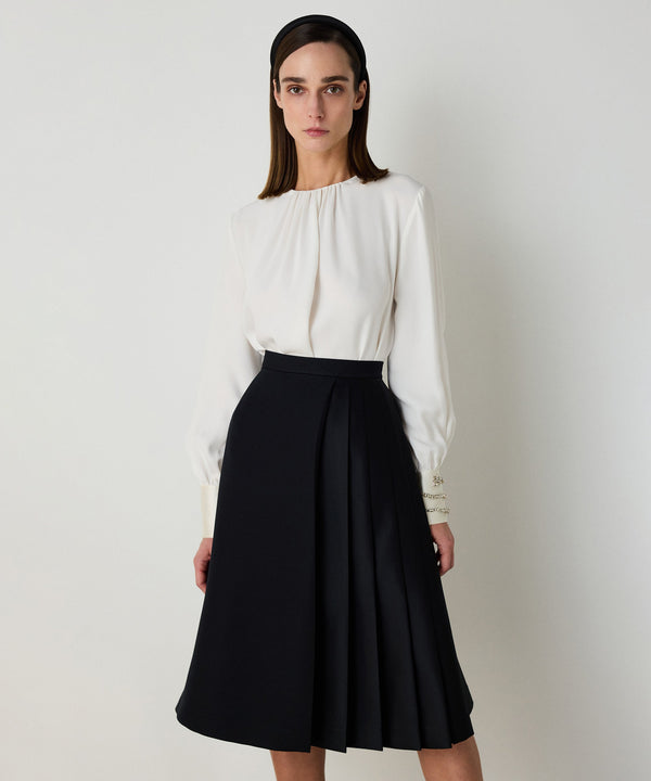 Machka High Waist Pleated Skirt Black