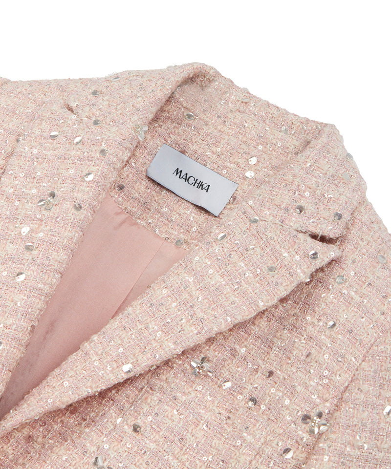 Machka Sequined Tweed Jacket Powder