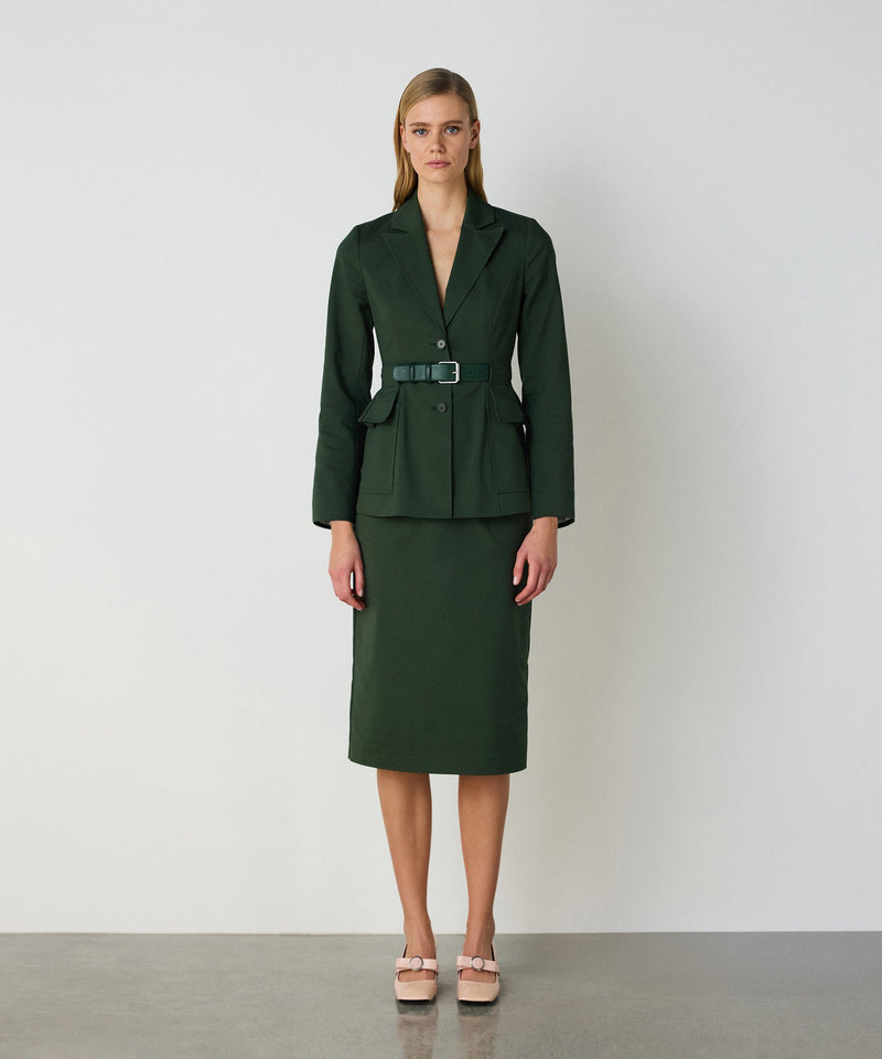 Machka Belted Mono Collar Blazer Green