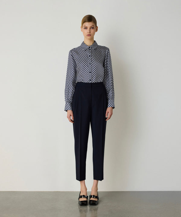 Machka Polka Dot Pattern Silk Shirt Navy