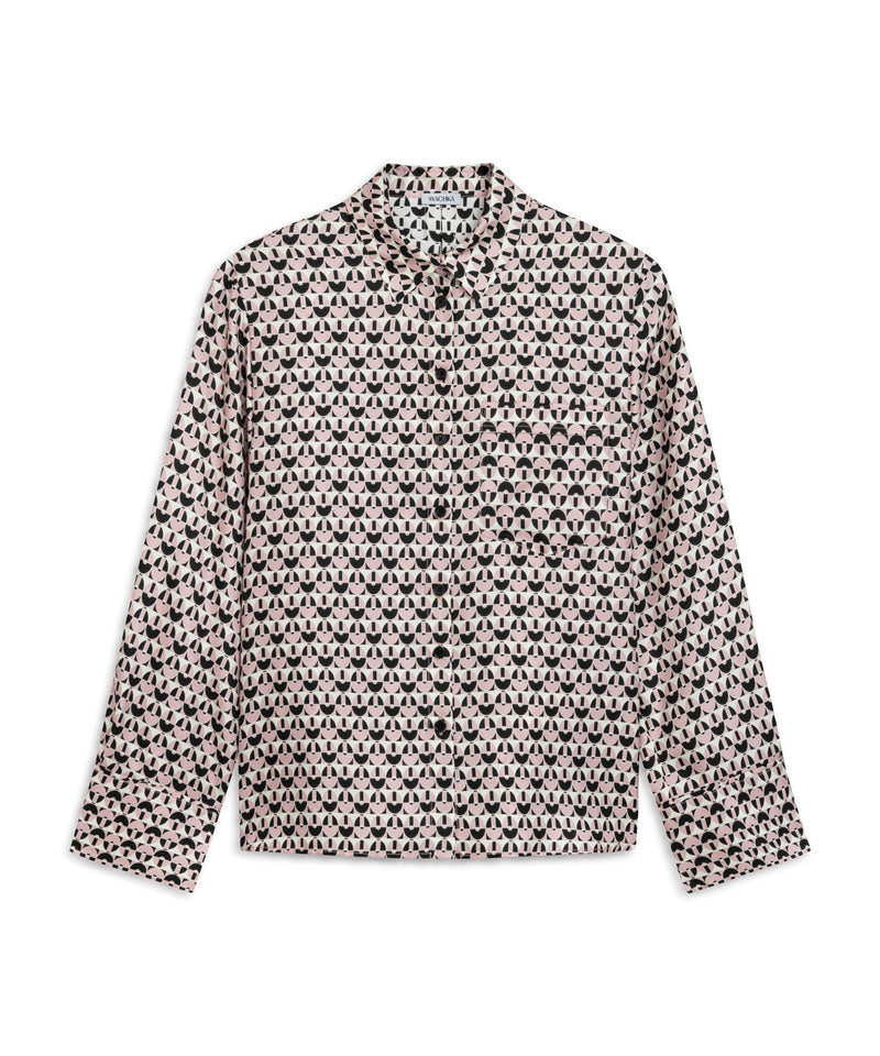 Machka Geometric Pattern Silk Shirt Powder