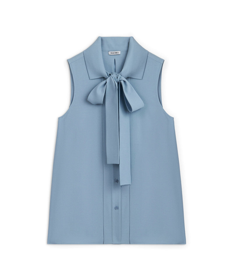 Machka Blouse With Tie Collar Blue