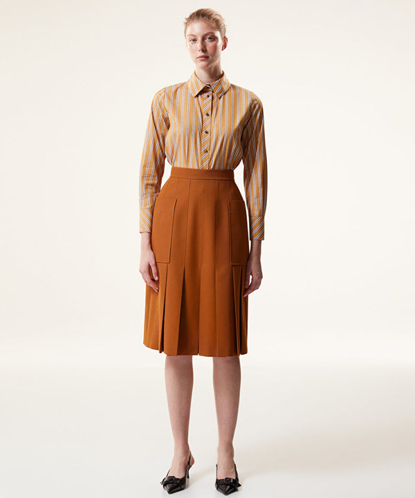 Machka Wool Blend Pleated Skirt Cinnamon