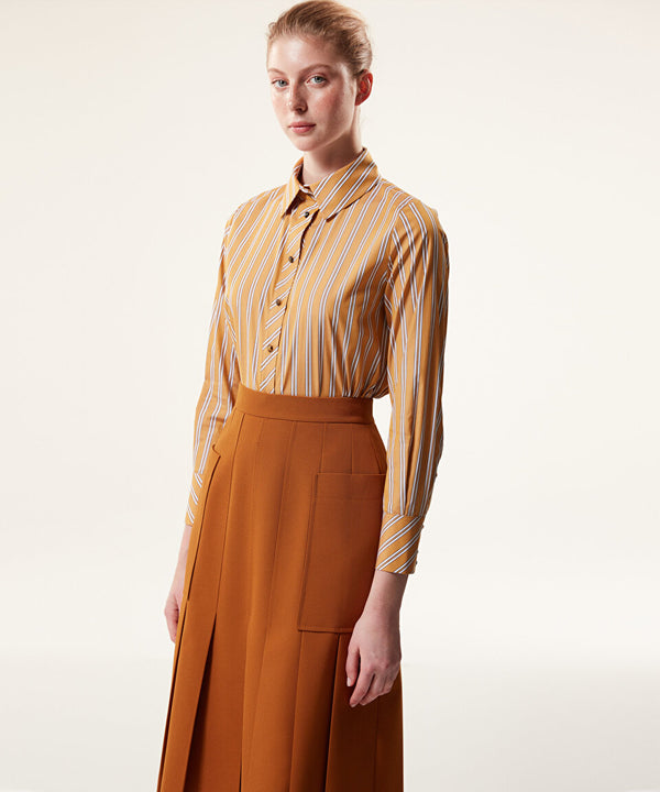 Machka Wool Blend Pleated Skirt Cinnamon