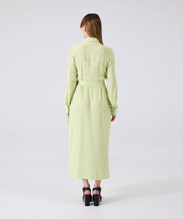 Machka Embroidered Belted Dress Light Green
