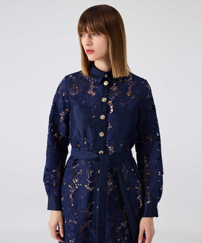 Machka Belted Scalloped Dress
 Navy Blue