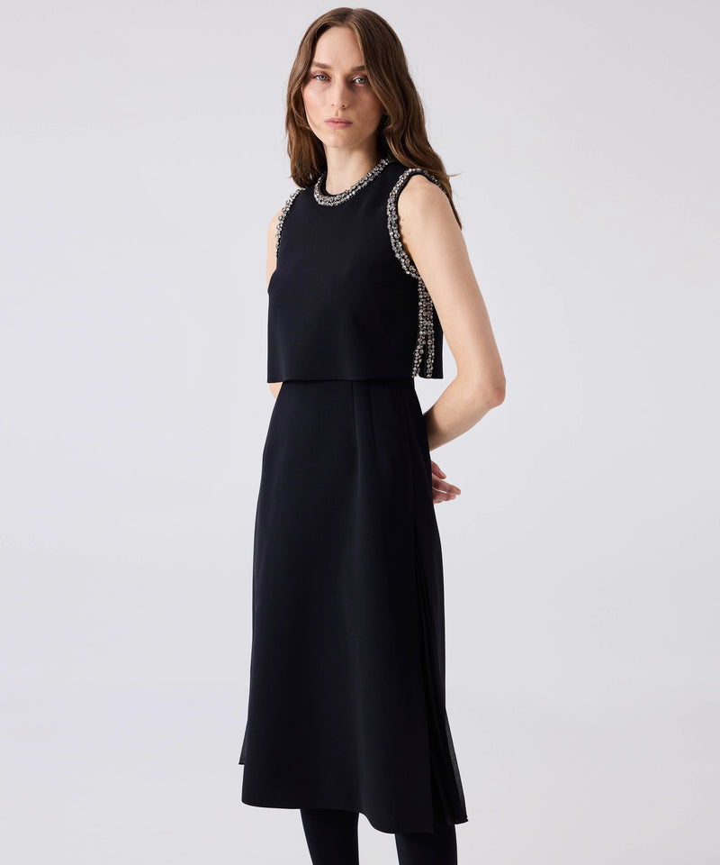 Machka Stone Embroidered Two Piece Dress Black