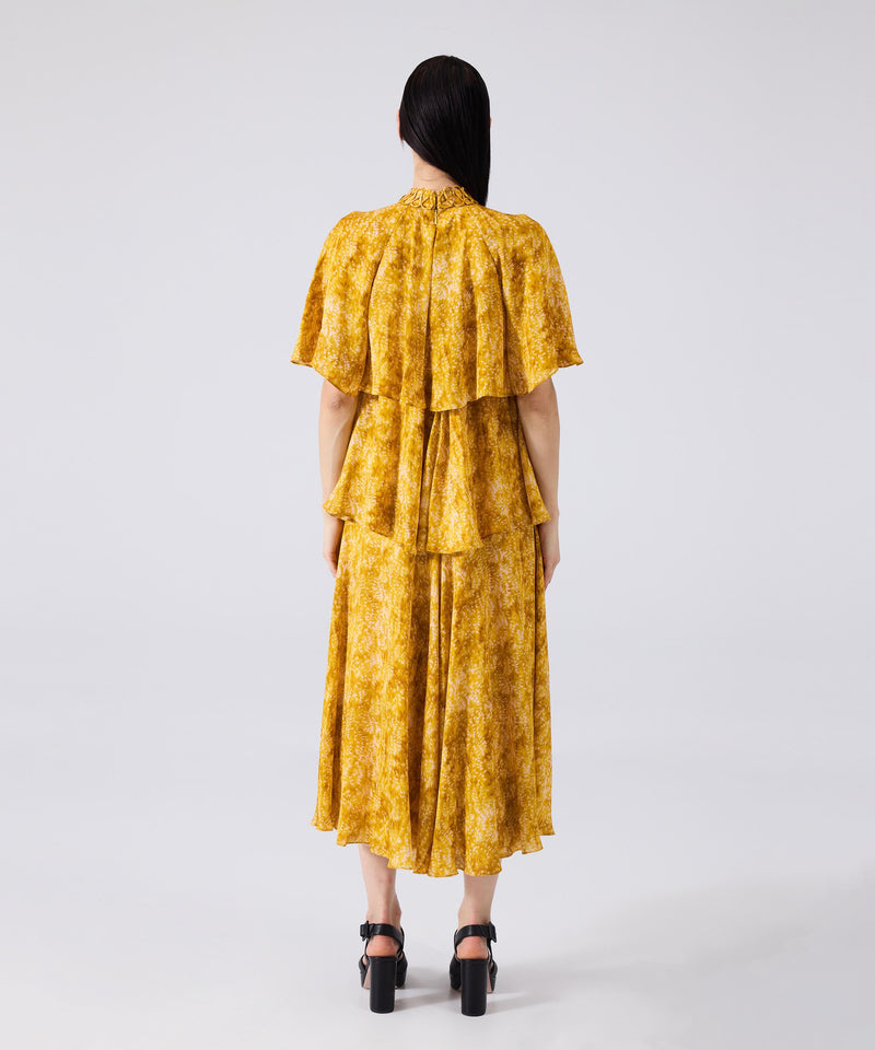 Machka Patterned High Collar Dress Yellow