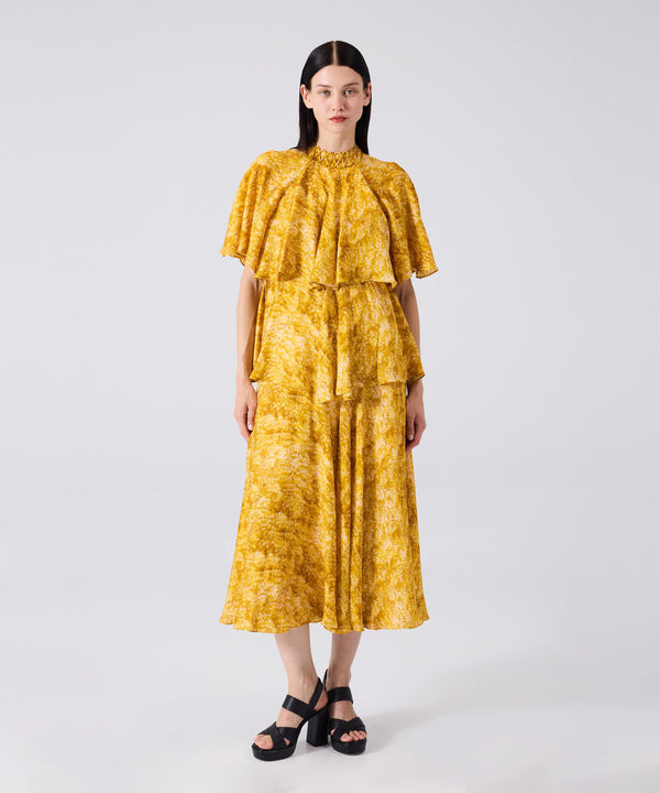 Machka Patterned High Collar Dress Yellow