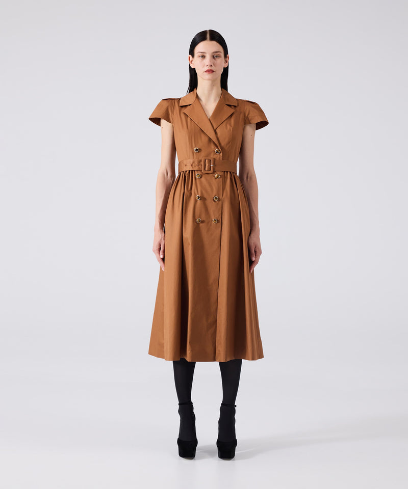 Machka Poplin Dress With Metal Buttons Bronze