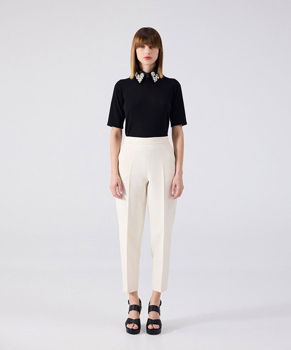 Machka Cigarette Fit Trousers Off White