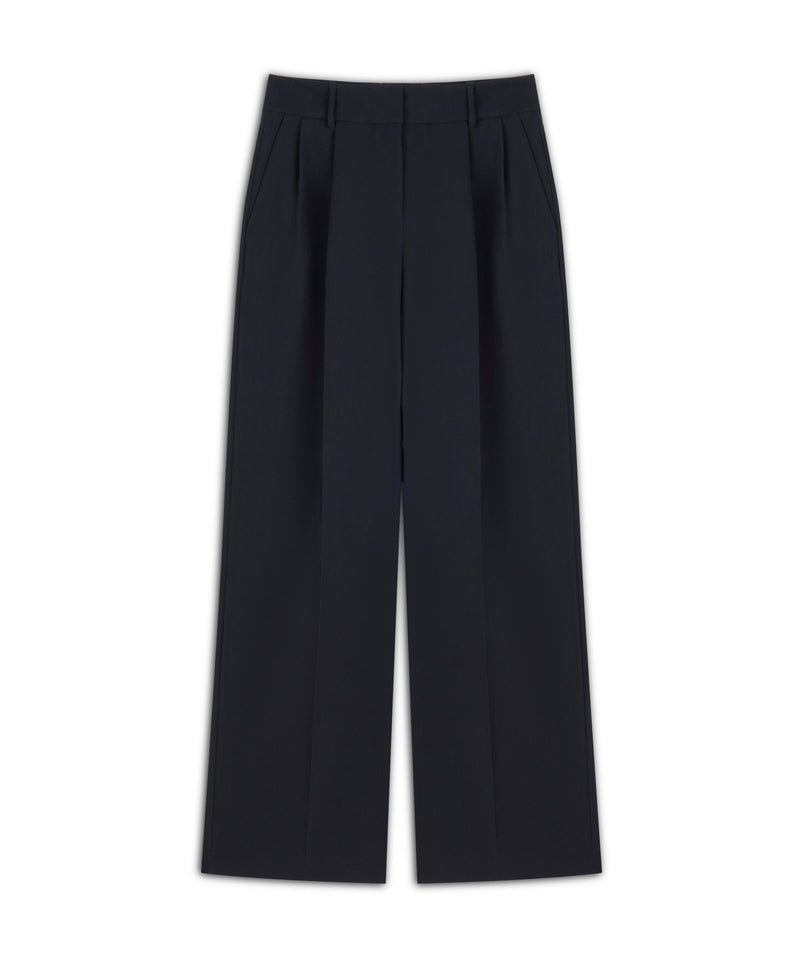 Machka Wide Leg Fit Pleated Trousers
 Navy Blue