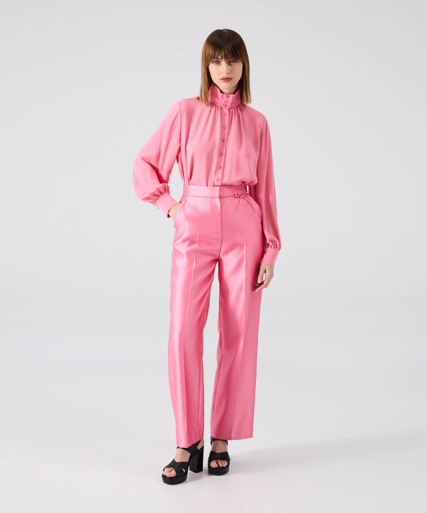 Machka Satin Duchess Trousers With Bow Coral