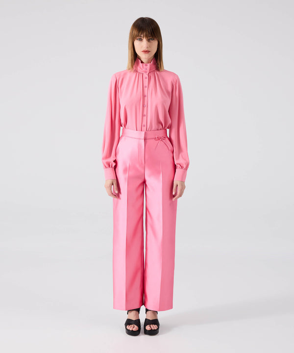 Machka Satin Duchess Trousers With Bow Coral