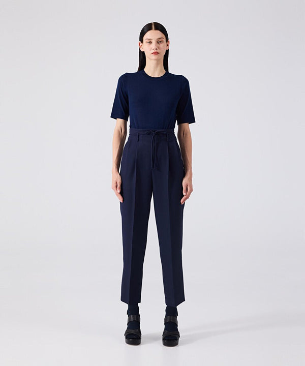 Machka Cigarette Fit Wool Trousers Navy