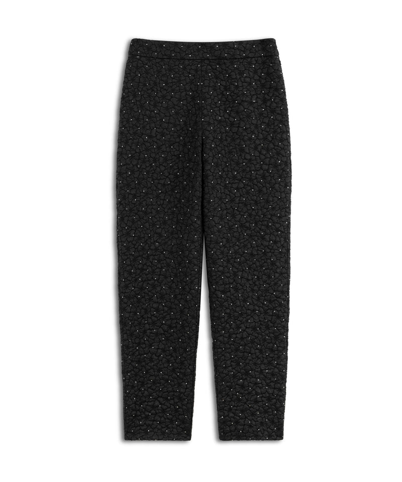 Machka Embellished Detail Textured Trousers Black