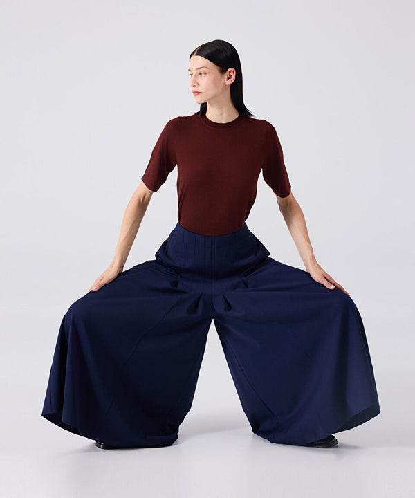 Machka Wide Cut Trousers With A Skirt Look Navy