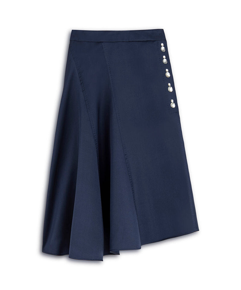 Machka Stone Embroidered Mikado Skirt Navy