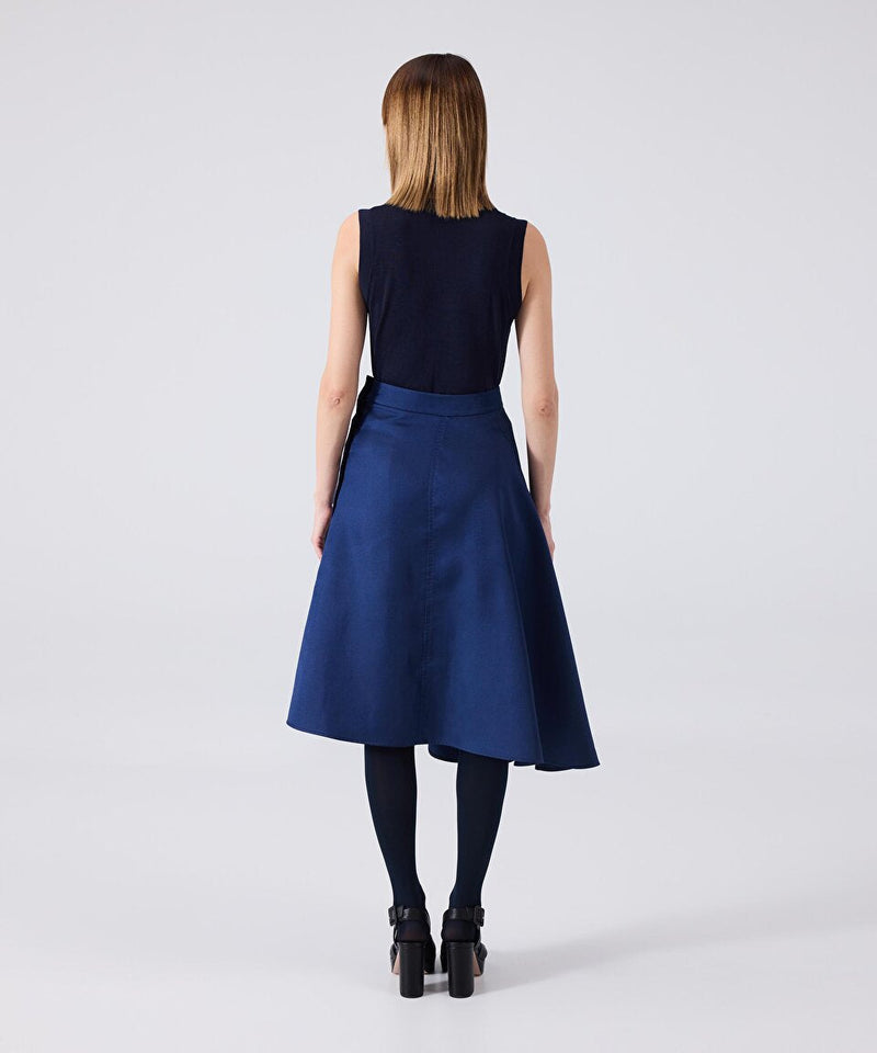 Machka Stone Embroidered Mikado Skirt Navy