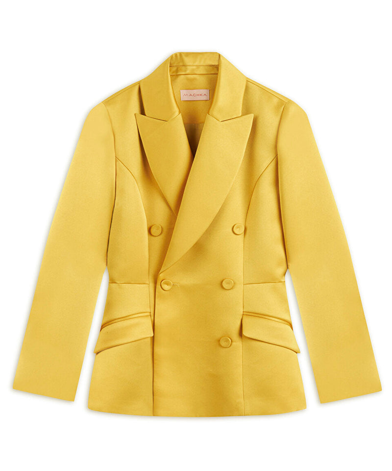 Machka Satin Duchess Blazer Yellow