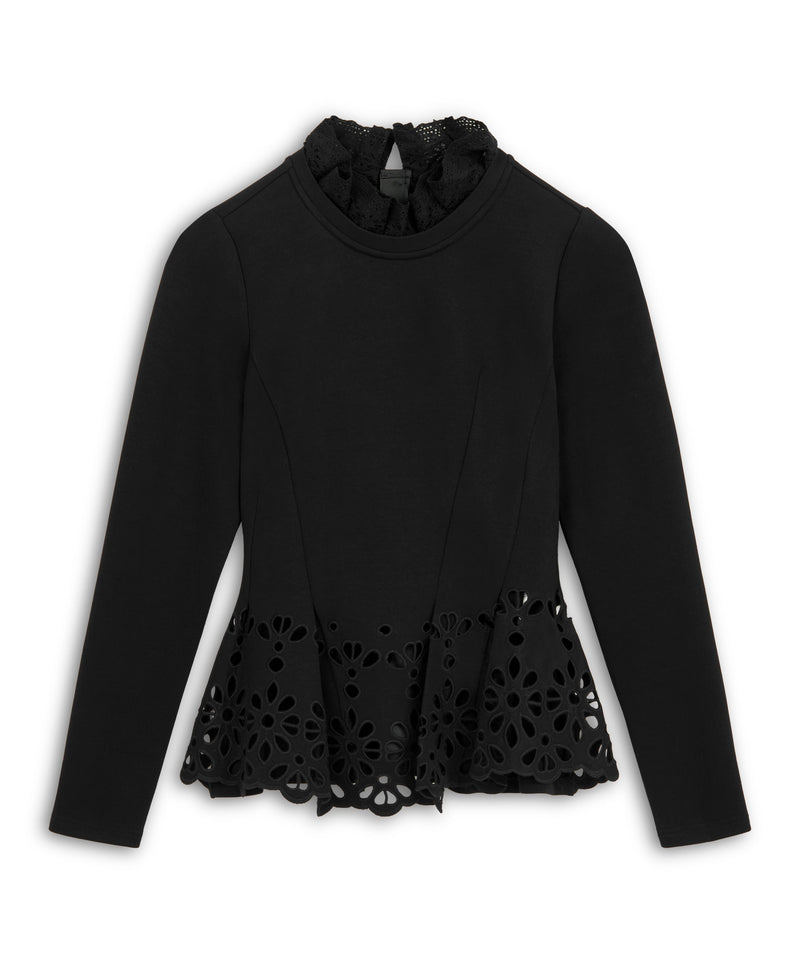 Machka Embroidered And Flounced Coat Black