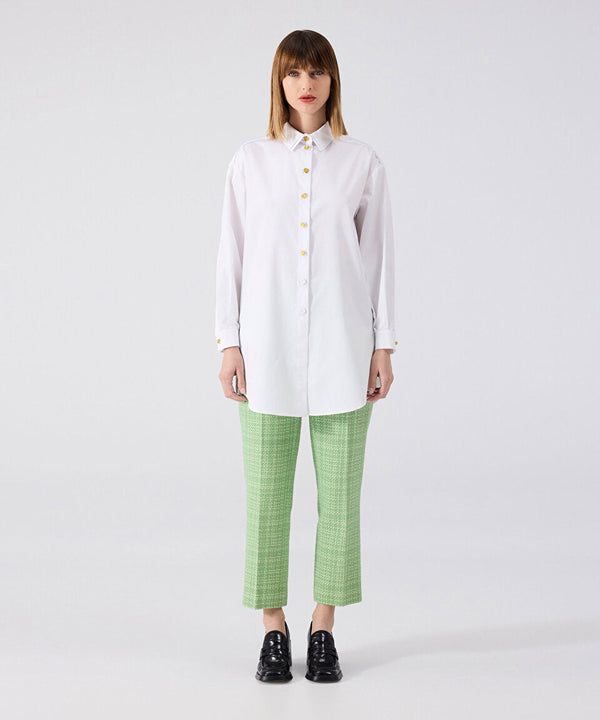 Machka Mixed Button Long Shirt
 White