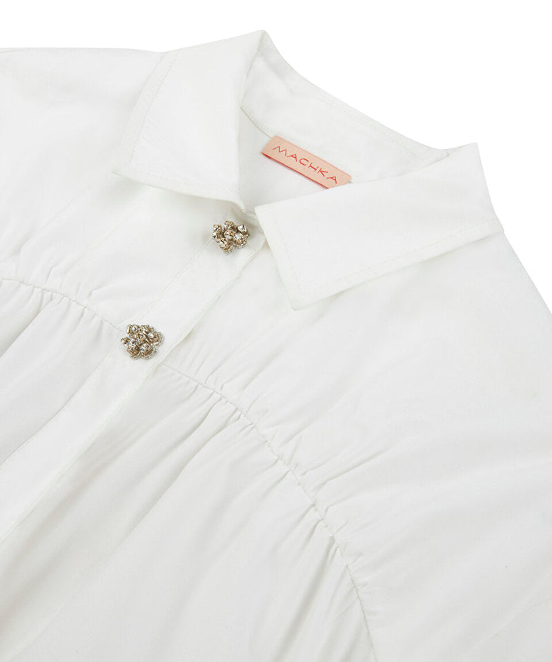 Machka Stone Button Shirt
 White