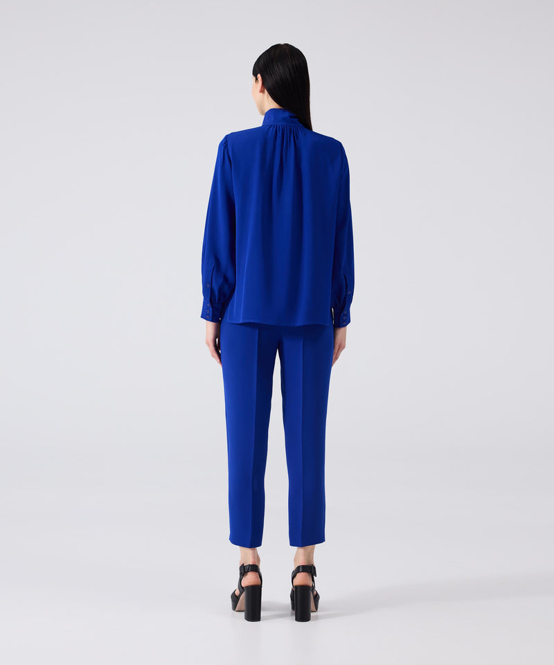 Machka High Collar Silk Shirt
 Sax
