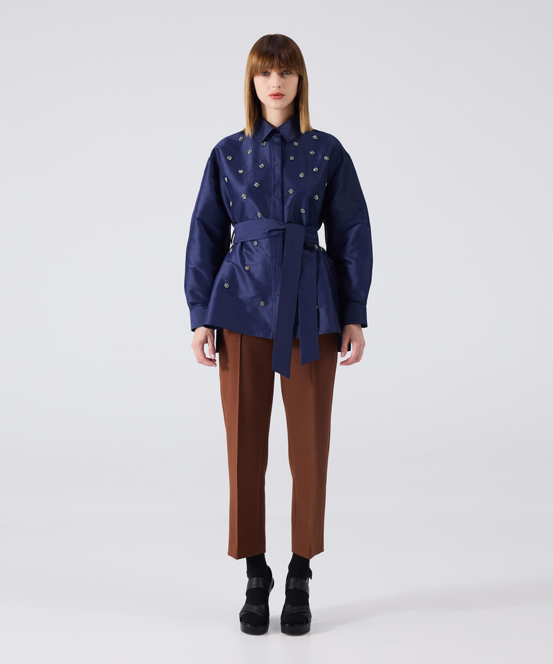 Machka Embroidered Shirt Jacket Navy