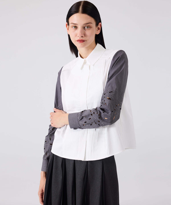 Machka Embroidered Color Block Shirt White