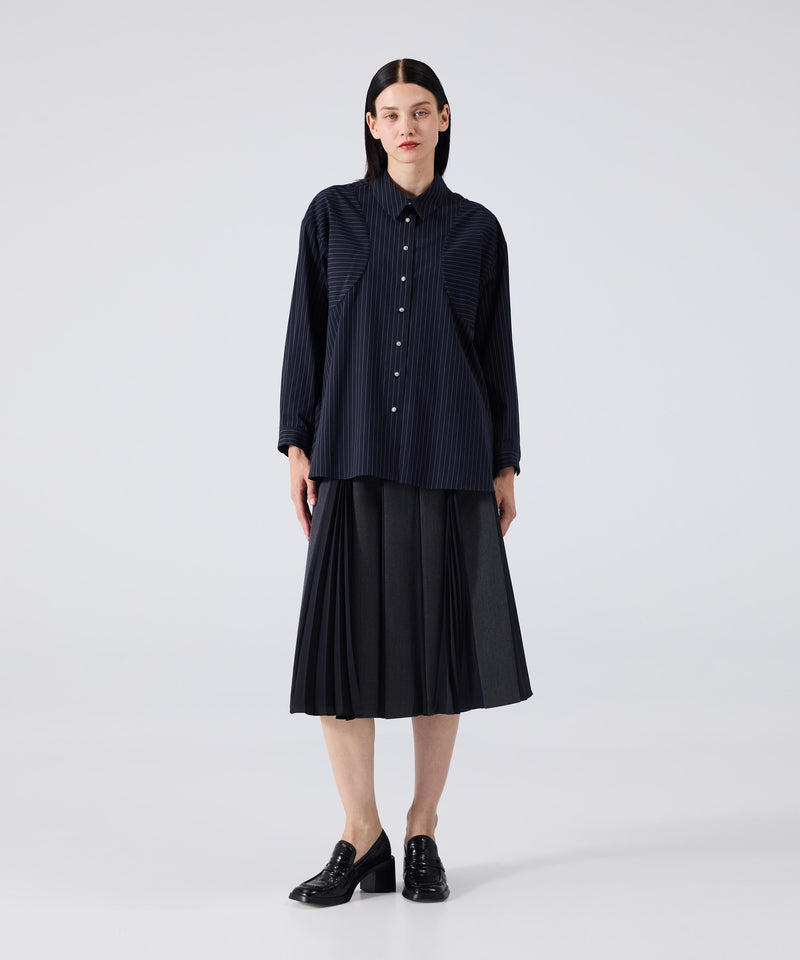 Machka Striped Pattern Oversize Shirt Black