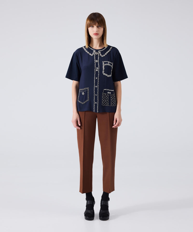 Machka T-Shirt With Shiny Stones Navy