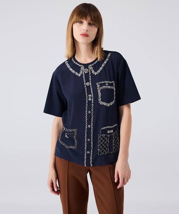 Machka T-Shirt With Shiny Stones Navy