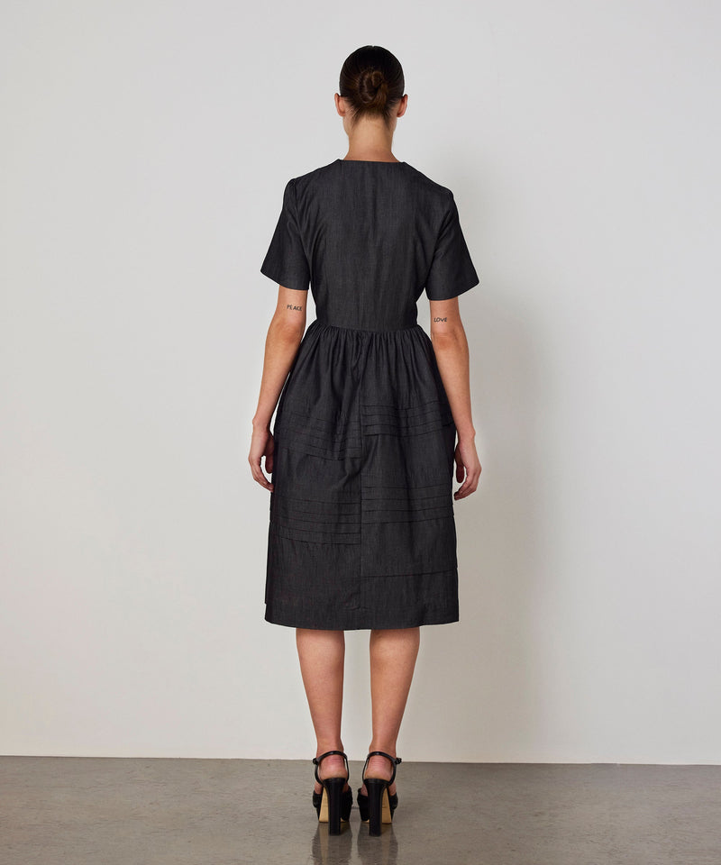 Machka Ribbed Poplin Dress Anthracite