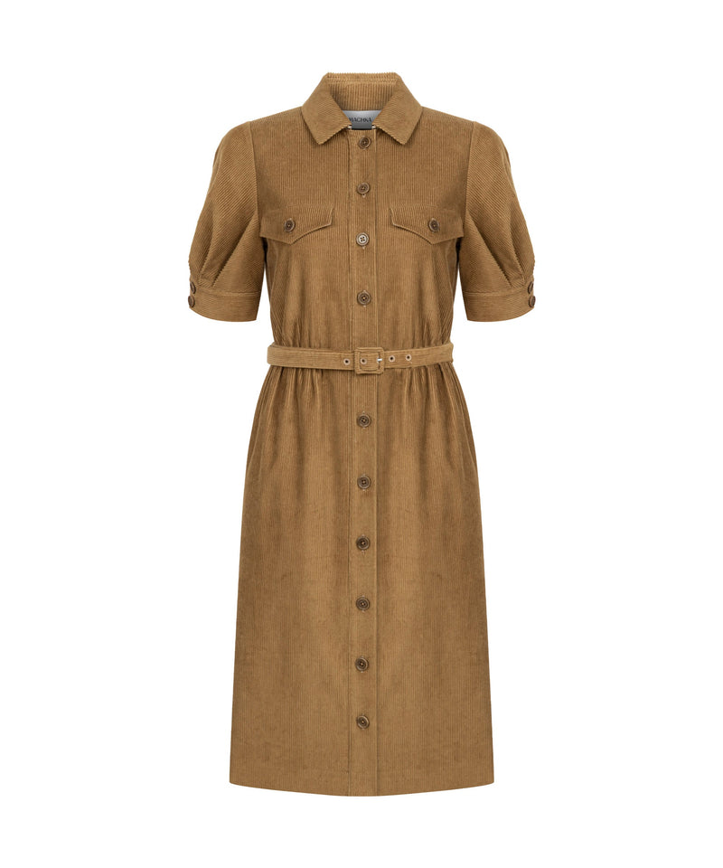 Machka Belted Velvet Dress Cinnamon