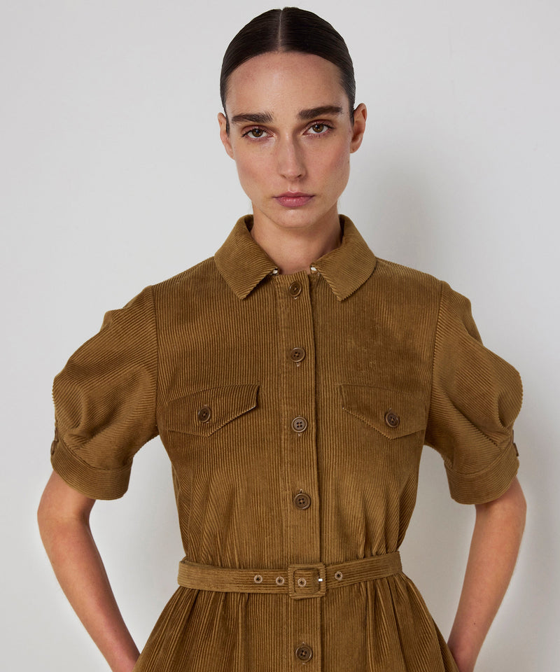 Machka Belted Velvet Dress Cinnamon