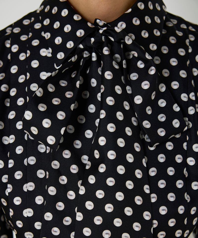 Machka Patterned Silk Shirt Dress Black