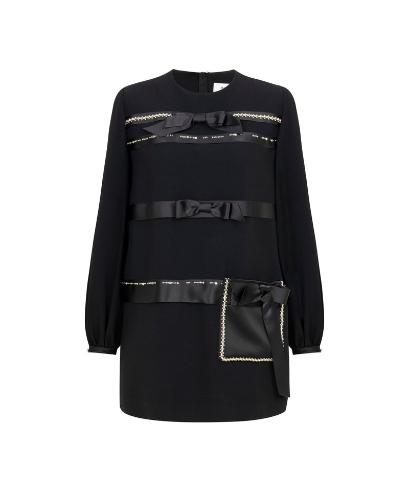 Machka Bow-Appliquéd And Strass-Striped Dress Black