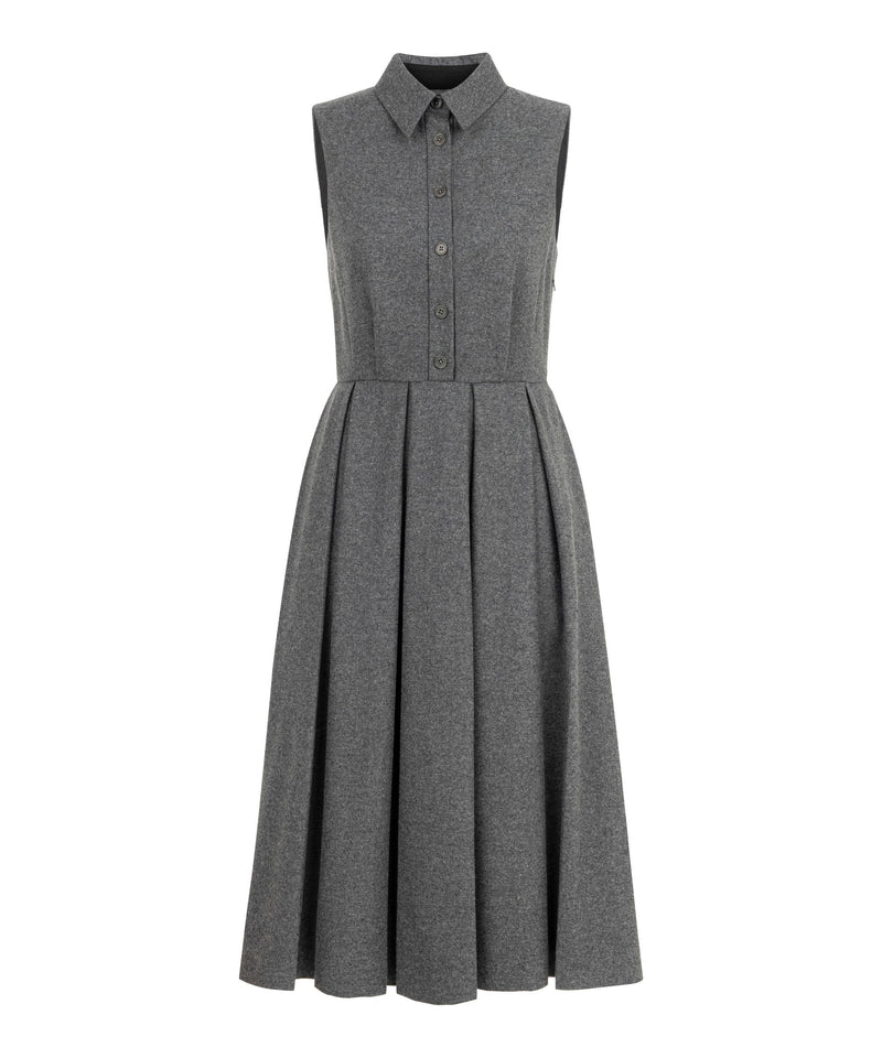 Machka Pleated Flannel Dress Grey Melange