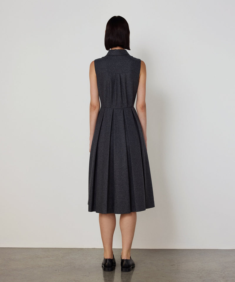 Machka Pleated Flannel Dress Grey Melange