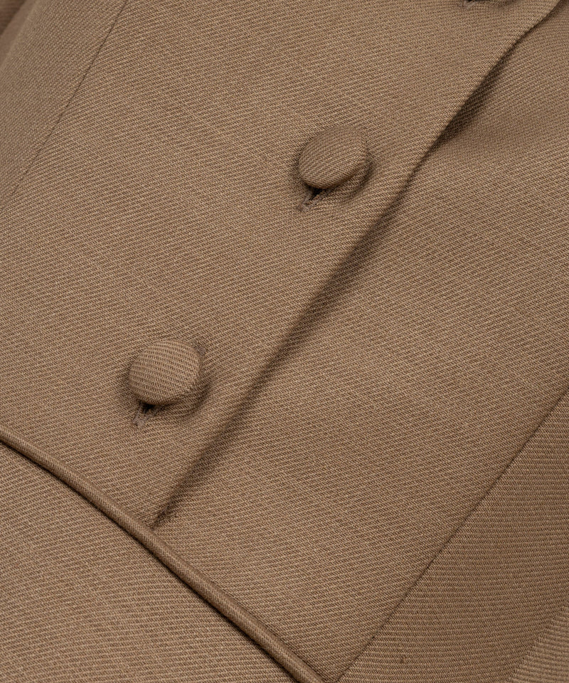 Machka Shirt-Collar Wool Dress Dark Beige