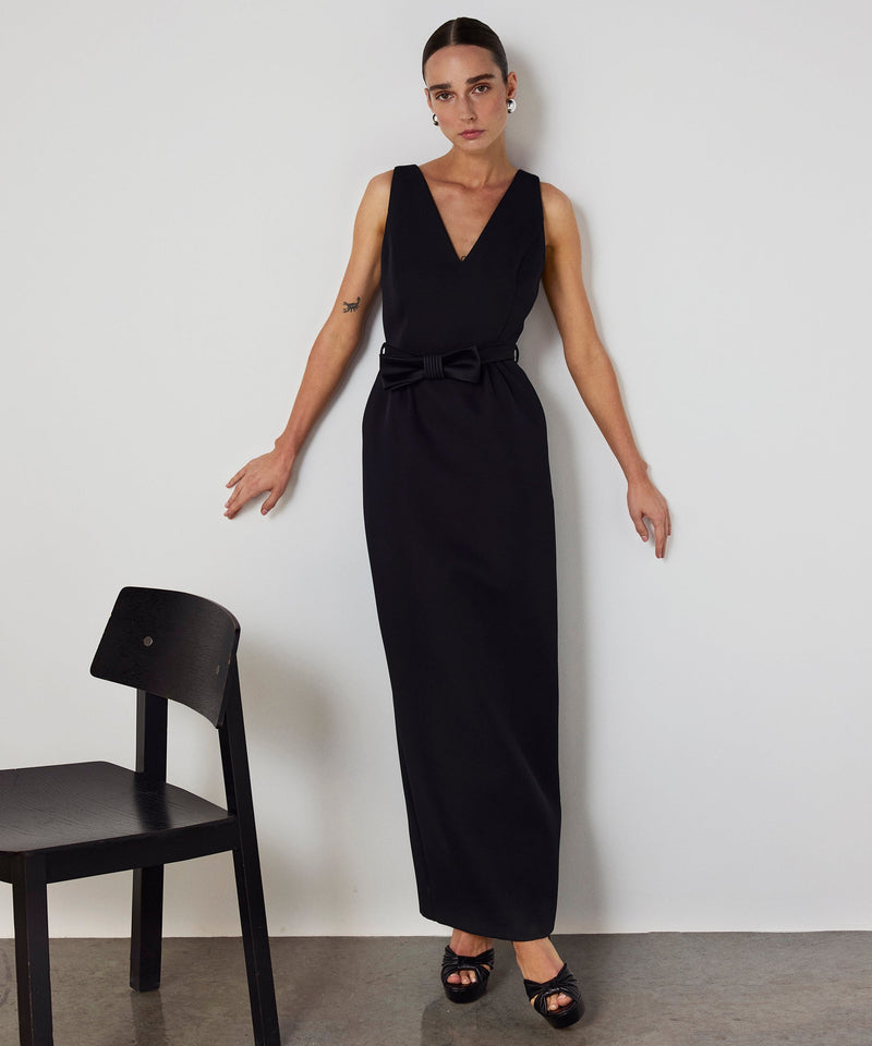 Machka Belted V-Neck Dress Black
