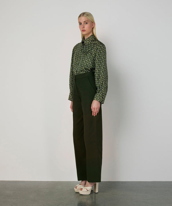 Machka Wide-Leg Trousers Dark Green