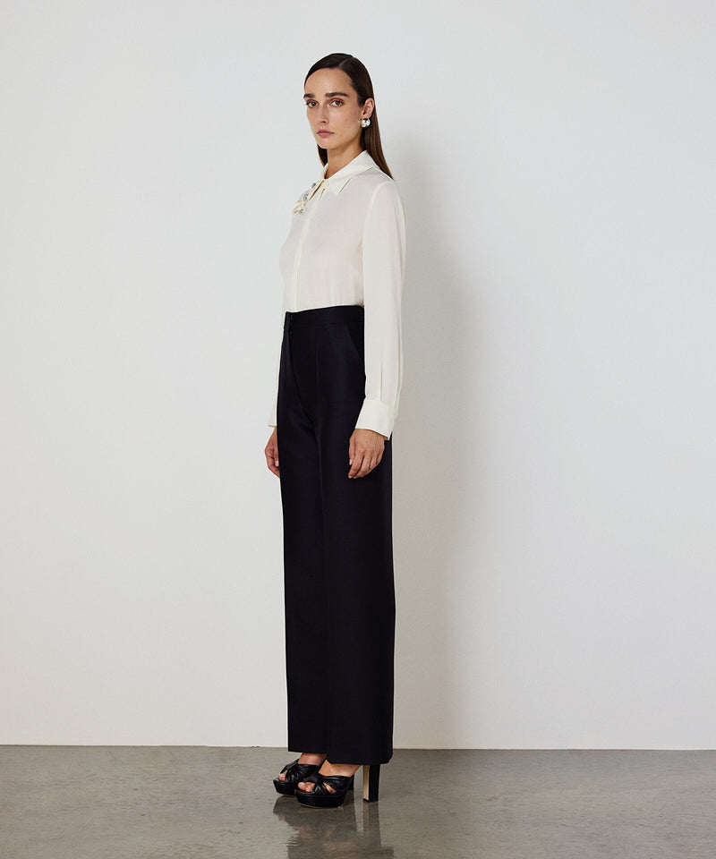 Machka Wool And Silk Blend Trousers Black