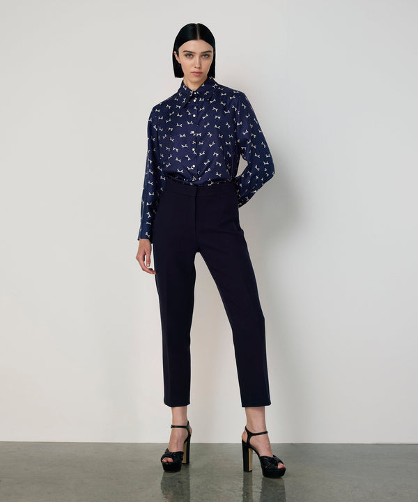 Machka Pocketed Cigarette Fit Trousers Navy