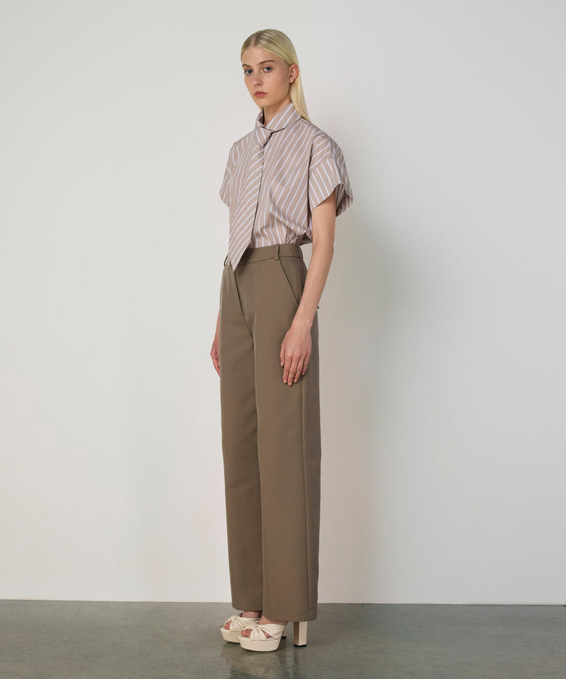 Machka Straight Fit Trousers With Pockets Beige