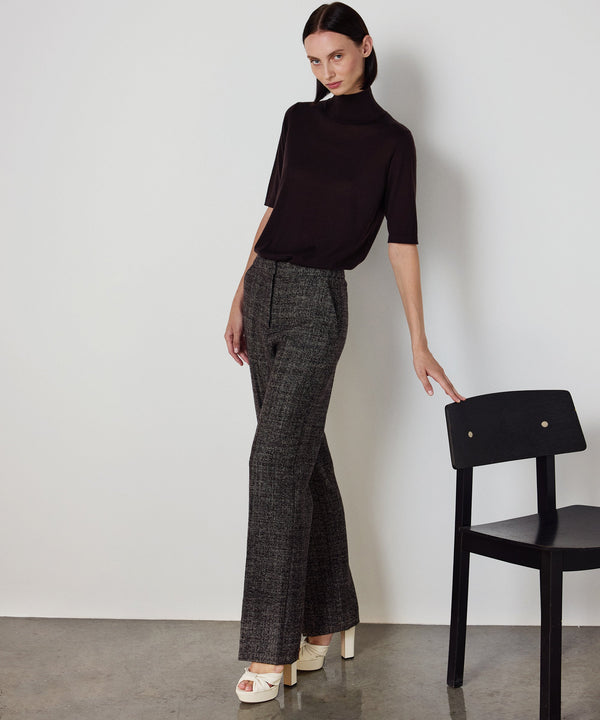 Machka Wide-Leg Wool Trousers Dark Brown