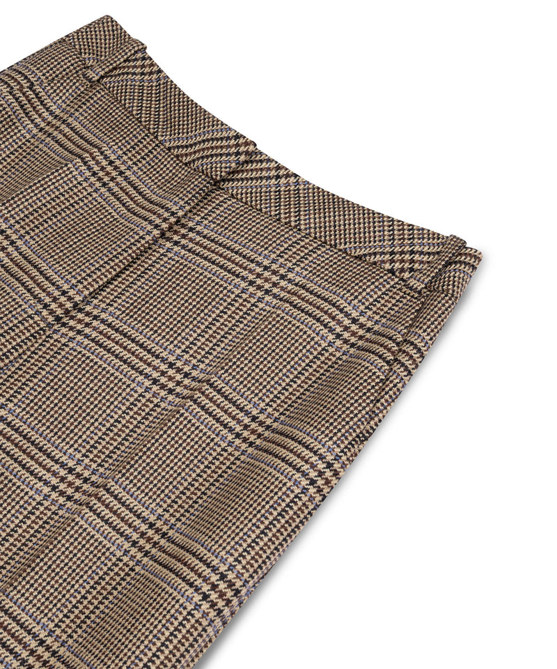 Machka Plaid Pattern Wool Trousers Dark Beige