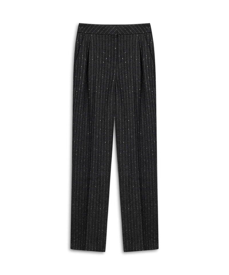 Machka Straight-Fit Trousers With Metallic Threads Anthracite