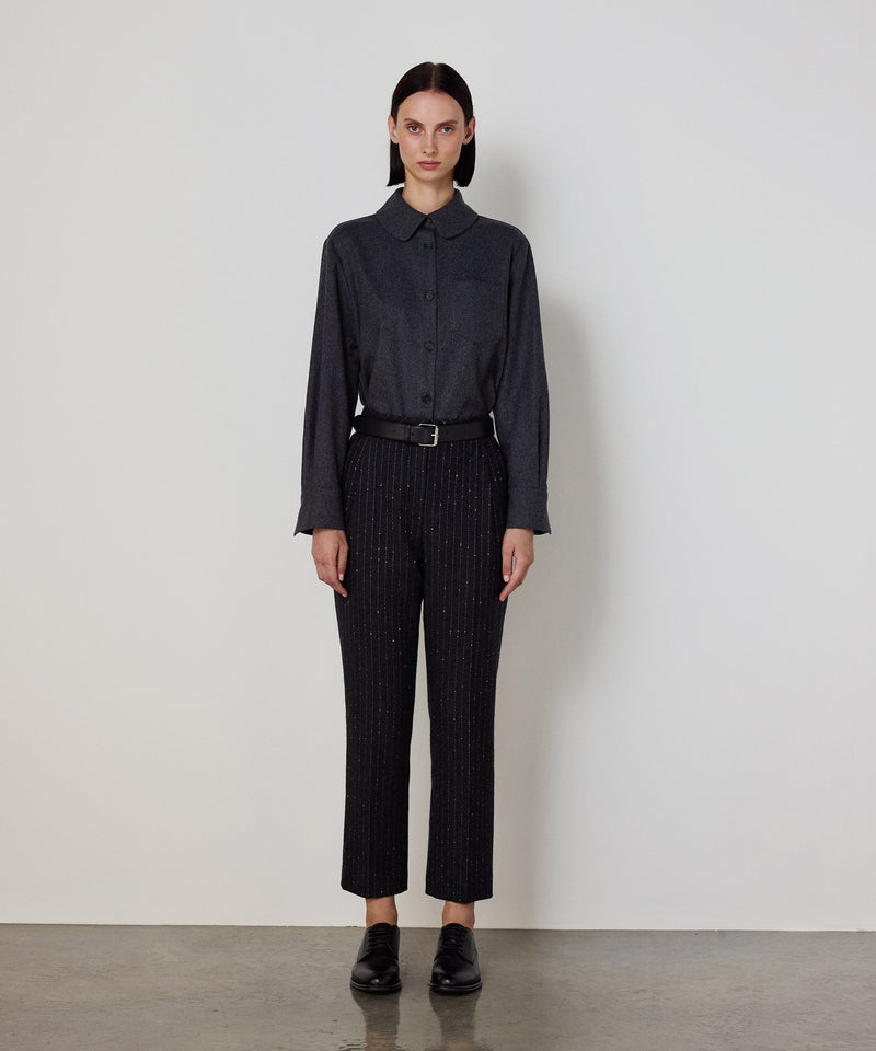 Machka Straight-Fit Trousers With Metallic Threads Anthracite